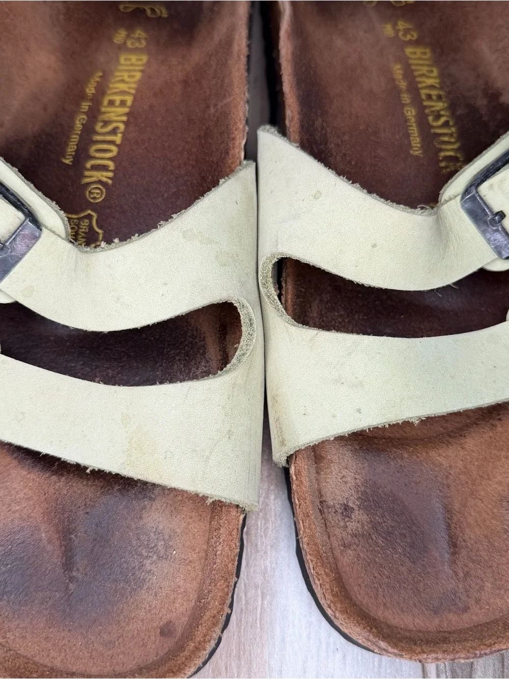 Birkenstock Ibiza Two Strap Light Green Mens Leather Sandals Sz US 10 / EUR 43
